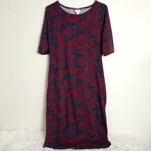 LulaRoe Julia Dress Large Deer Antler Leaf Print L
